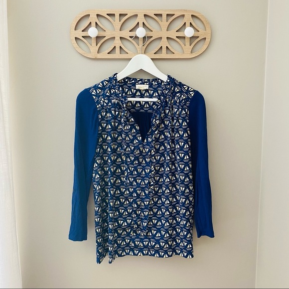 Meadow Rue by Anthro. Evella Blouse Blue Sz Medium - Picture 1 of 8